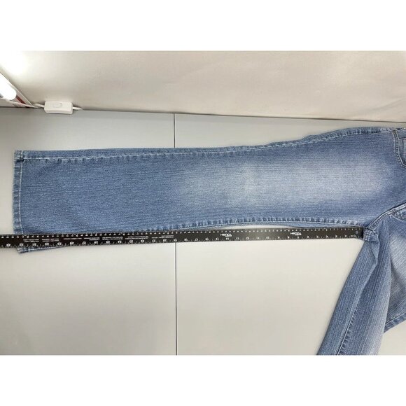 Nine West Jeans Bleecker Straight Leg Flap Pocket Distressed Denim Womens 4 Long - Picture 12 of 12